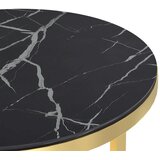  Bočni stolić zlatni s crnim mramorom 45 cm od kaljenog stakla | shoptok.hr