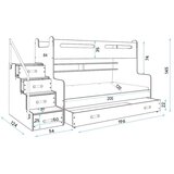 Max drveni dječji krevet na kat 3 s ladicom 200*120cm - rozi | shoptok.hr