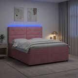  LED okvir za krevet s madracem Ružičasta 140 x 190 cm Baršun | shoptok.hr