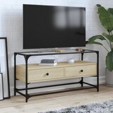 vidaXL TV ormarić sa staklenom površinom boja hrasta 98x35x51 cm drvo | shoptok.hr