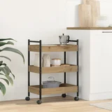 vidaXL Kuhinjska Kolica Crna 50x30x70 cm Drvo Umjereni hrast MDF i metal