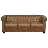 vidaXL Chesterfield kotni kavč trosed umetno usnje bele barve | Shoptok.si