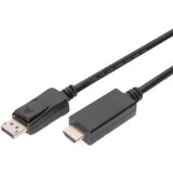 Digitus DisplayPort / HDMI adapterski kabel DisplayPort utikač, HDMI-A utikač 3.00 m crna AK-340303-030-S trostruko zaštićen DisplayPort kabel Cijene
