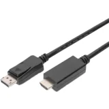 DisplayPort / HDMI adapterski kabel DisplayPort utikač, HDMI-A utikač 3.00 m crna AK-340303-030-S trostruko zaštićen DisplayPort kabel