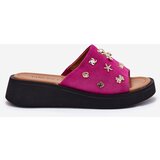 VINCEZA Women's Suede Slippers With Pins Fuchsia 66741 | Shoptok.si