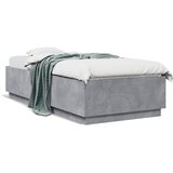  Okvir kreveta s LED svjetlima boja betona 90 x 200 cm drveni | shoptok.hr