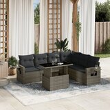 Maison Chic Seti vrtnega pohištva - Vrtna garnitura - Vrtni pohištvo set 7-delna z blazinami siv poli ratan, (21801343) | Shoptok.si