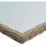 vidaXL Vrtna jedilna miza rjava 200x100x74 cm steklo in poli ratan | Shoptok.si