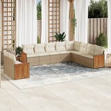 Maison Chic Seti vrtnega pohištva - Vrtna garnitura - Vrtni pohištvo set 10-delna z blazinami bež poli ratan, (21815038) | Shoptok.si