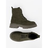 Sergio Leone Dark green women's hiking boots with suede trim by | shoptok.hr