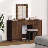  Set toaletnog stola s LED svjetlom crni hrast inžinjerska drvena konstrukcija | shoptok.hr
