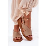 Boto Women's Wedge Sandals Made Of Eco Leather Beige Quilara | shoptok.hr