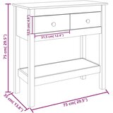  Konzolni stol bijeli 75 x 35 x 75 cm od masivne borovine | shoptok.hr