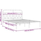 vidaXL Kovinski posteljni okvir z vzglavjem bel 135x190 cm | Shoptok.si
