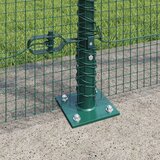 vidaXL zavarena žičana ograda s 13 stupova s flanšama Zelena 1,5x25 m Čelik | shoptok.hr