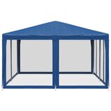 Šator za zabave s 8 mrežasta bočna zida plavi 4 x 4 m HDPE | shoptok.hr