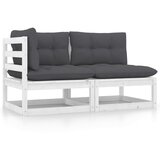 Maison Chic Seti vrtnega pohištva - Vrtna garnitura - Vrtni pohištvo set 2-delna z blazinami bela trdna borovina, (21809280) | Shoptok.si
