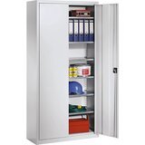 eurokraft pro Omara s krilnimi vrati iz jeklene pločevine, VxŠxG 1950 x 950 x 400 mm, 6 polic, svetlo siva RAL 7035 | Shoptok.si