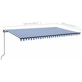 Tenda na ručno uvlačenje s LED svjetlom 500x300 cm plavo-bijela | Eponuda.com