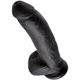 King Cock 9 - velik vibrator z objemko za testise (23 cm) - črn | Shoptok.si