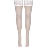 Cottelli Collection - čipkaste, cvjetne halter čarape (bijele) | shoptok.hr