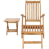  Sklopiva ležaljka s stolom Prirodna Čvrsto teak drvo | shoptok.hr