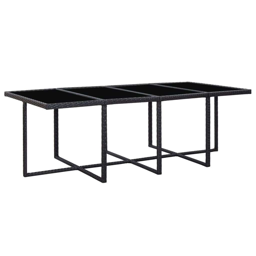  Vrtna garnitura - 13-dijelni vrtni blagovaonski set od poliratana s jastucima crni - Crna Dužina stola 225 cm 12x fotelja + stol | shoptok.hr