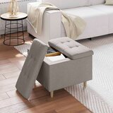 Otoman za pohranu s jastukom Sivo-smeđa 60 x 60 x 45 cm tkanina - Sivo-smeđa 60 cm tkanina | shoptok.hr