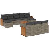  The Living Store Vrtna sedežna garnitura 11-delna z blazinami siv poli ratan - Vrtna Sedežna Garniture, (21463033) | Shoptok.si