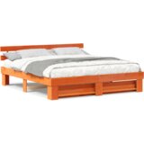  Konstrukcija postelje Rjava 200 x 200 cm Masivno borovo les, (5000127165) | Shoptok.si