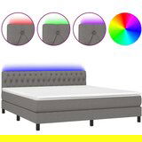  Box spring postelja z vzmetnico LED temno siva 160x200 cm blago, (20789416) | Shoptok.si
