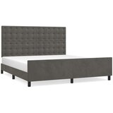  Posteljni okvir z vzglavjem temno siv 160x200 cm žamet, (20788581) | Shoptok.si
