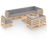 Sedežna garnitura 10-delna z blazinami trdna borovina | Shoptok.si