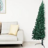 vidaXL Umetna polovična novoletna jelka s stojalom zelena 180 cm PVC | Shoptok.si