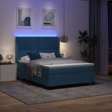  Krevet s opruga kutije s LED trakama Plava 140 x 190 cm Baršun | shoptok.hr