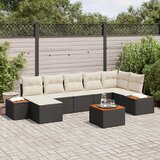  Set od 8 komada garniture za vrt s jastučićima Crni poli ratan akacija | shoptok.hr