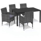  5-dijelni vrtni blagovaonski set od poliratana s jastucima sivi Siva Dužina stola 150 cm | Shoptok.si