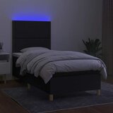 Krevet box spring s madracem LED crni 90x200 cm od tkanine | Eponuda.com