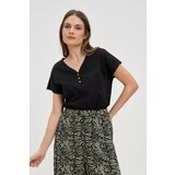 Marisse Black Cotton Button-Up Blouse | shoptok.hr