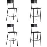 Furnova Barski stolčki 4 kosi črni trden vezan les in jeklo, (21949118) | Shoptok.si