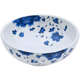 Nadgradni umivaonik bijelo-plavi okrugli Φ 41 x 14 cm keramički | shoptok.hr