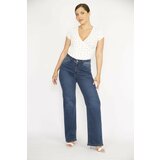 Şans Women's Navy Blue Plus Size 5-Pocket Lycra Jeans. Cene