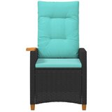  Fotelja za ležanje s pločom za čaj 62 x 64 x 112 cm poliratan - Crna i tirkizna | shoptok.hr
