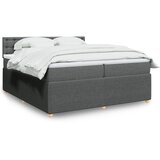vidaXL Box spring postelja z vzmetnico temno siva 200x200 cm blago | Shoptok.si