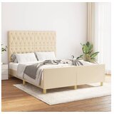  Okvir za krevet s uzglavljem krem 140 x 200 cm od tkanine | shoptok.hr