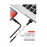 Usams podatkovni kabel SJ220 Lightning 2A dožina 1,2 m - pleten najlon črn | Shoptok.si