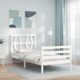 vidaXL Posteljni okvir z vzglavjem bel 90x200 cm trden les Cene