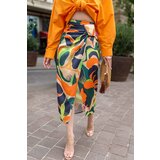 Laluvia Colorful Waist Design Detail Slit Skirt cene