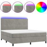 The Living Store Box spring postelja z vzmetnico LED svetlo siva 180x200cm žamet - Box Spring Postelja, (21489652) | Shoptok.si