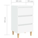 vidaXL Nočna omarica z lesenimi nogami bela 40x35x69 cm | Shoptok.si